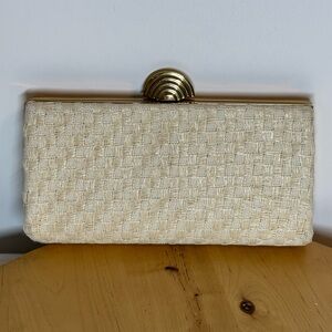 VTG Morris Moskowitz Evening Box Clutch Woven Taffeta MCM Gold + OG Accessories